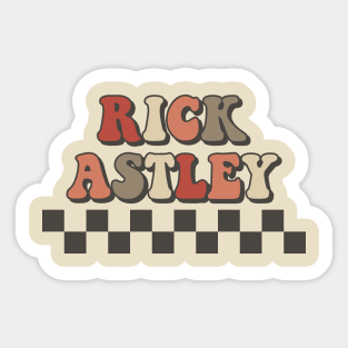 Rick Astley Checkered Retro Groovy Style Sticker